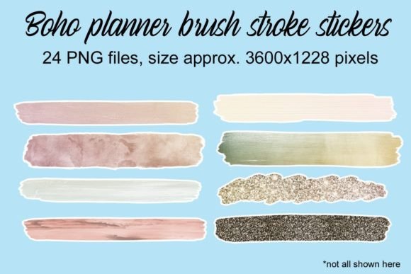 Boho Planner Brush Stroke Stickers