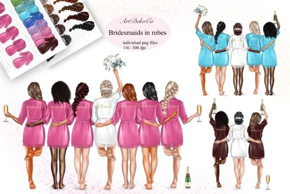 Bridesmaid Robe Clipart & Draw Guide