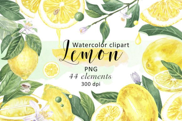 Elevating Digital Design with Hand-Painted Watercolor Lemon Clipart and Citrus Elements