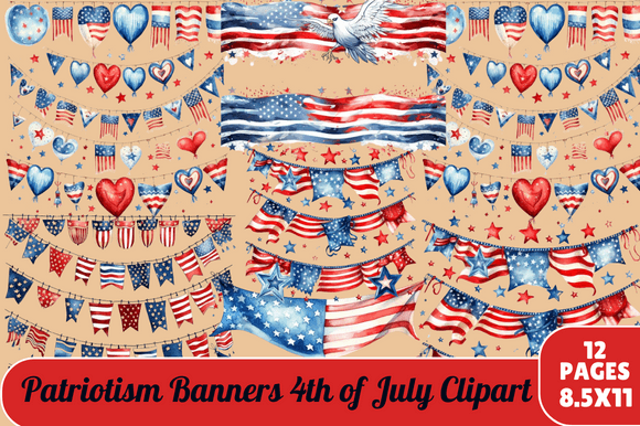 Evaluating Patriotism Banners 4th of July Clipart for Creative Projects
