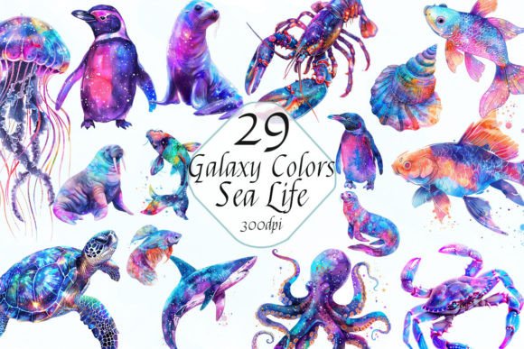 Galaxy Sea Animals Clipart PNG Bundle: A Guide to High-Quality Digital Art Usage