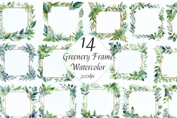 Mastering Digital Design with Watercolor Leaves Greenery Frame Clipart