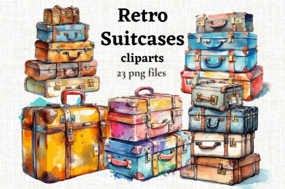 Retro Suitcase Travel Illustrations Pack: Elevating Design with Vintage Charm