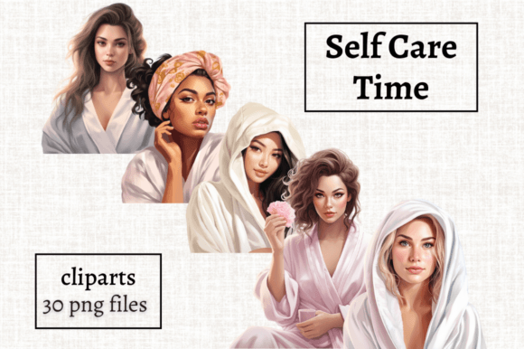 SPA Girls 30 PNGs: Self Care Clipart Bundle