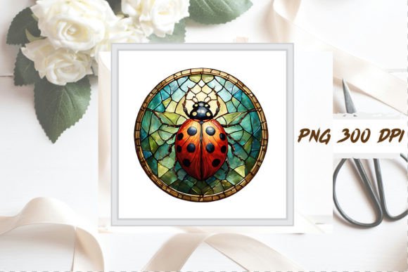 Stained Glass Ladybug Sublimation Art