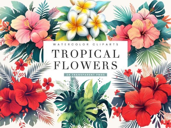 Unleashing Exotic Elegance: The Power of Watercolor Tropical Flowers Clipart in Modern Design