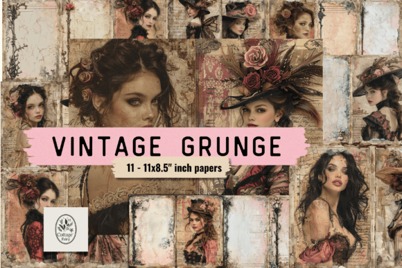 Victorian Grunge Lady Digital Paper: Merging Historical Elegance with Modern Commercial Design