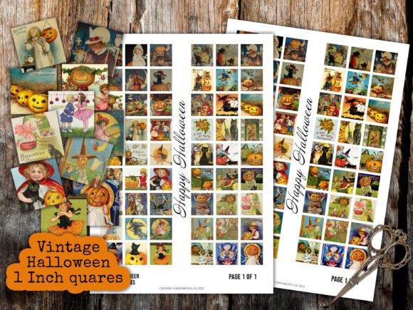 Vintage Halloween Collage Inch Squares: A Digital Archive of Victorian Spookiness