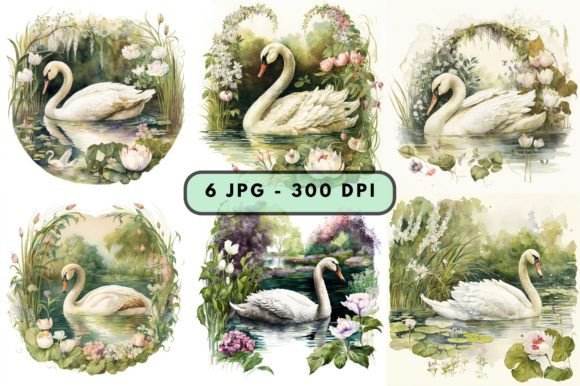 Watercolor Graceful Swan Wall Art: Elevating Your Space with Digital Elegance