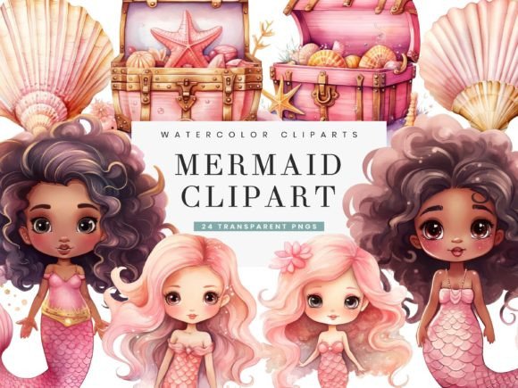 Watercolor Little Mermaid Clipart: A Creative Resource for Digital and Print Design