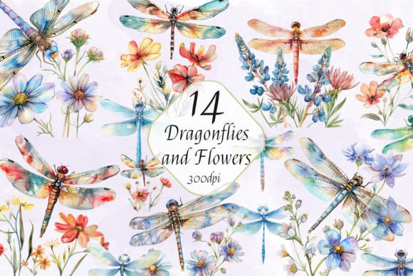 Watercolor Wildflowers and Dragonflies: Elevating Your Creative Projects with Digital Art